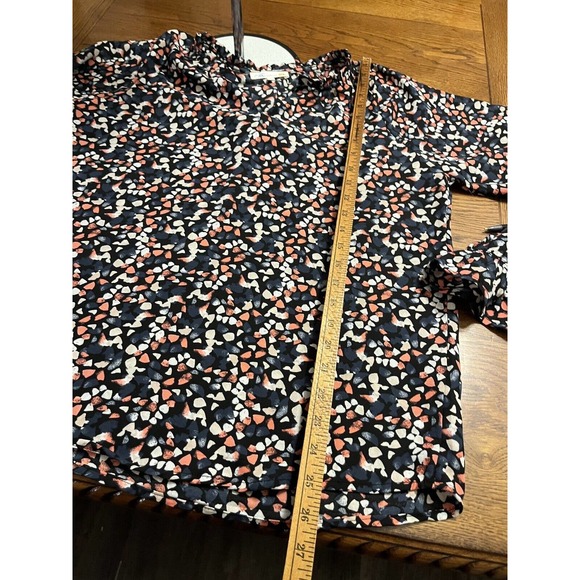 C&C CALIFORNIA Pink & Navy Speckled Peasant Boho V Neck Blouse Top Size XL EUC - Picture 9 of 10